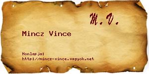 Mincz Vince névjegykártya
